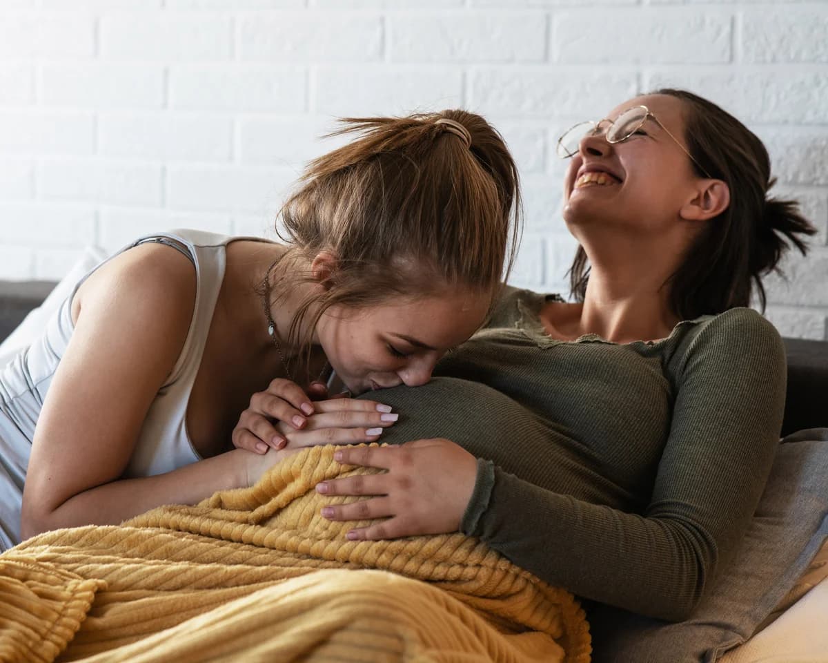 Couple sharing a tender moment, expecting and excited to welcome their child