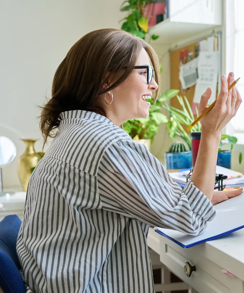 Practicum counsellor preparing for a session in a calm, professional space